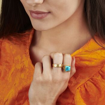 Statement Copper Turquoise Square Ring, 2 of 6