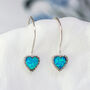 Molten Sterling Silver Blue Opal Heart Drop Earring, thumbnail 1 of 6