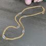 Long Gold Plated Multi Strand Blue Bead Necklace, thumbnail 1 of 3