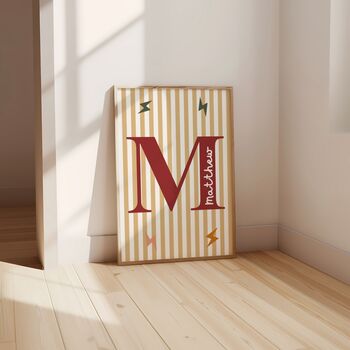 Personalised Chidlrens Neutral Striped Wall Print, 2 of 5