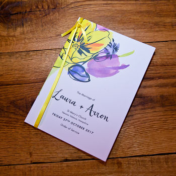 Watercolour Florals Wedding Order Of Service Booklet, 3 of 4