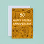 Golden Floral 50th Anniversary Card, thumbnail 2 of 2
