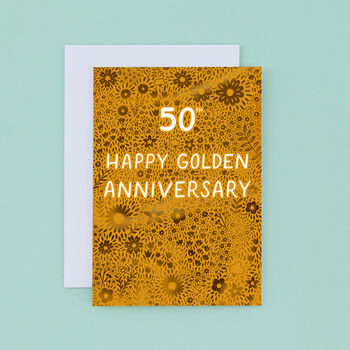 Golden Floral 50th Anniversary Card, 2 of 2
