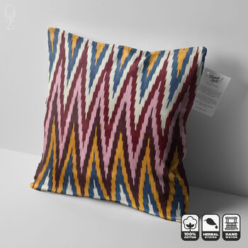 Multicoloured Zig Zag Ikat Cushion Cover, 4 of 10
