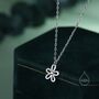 Tiny Forget Me Not Flower Blossom Pendant Necklace, thumbnail 2 of 12