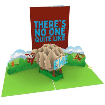 There's No One Like Ewe! 3D Pop Up Punny Sheep Animal Card! Fun Silly Cute Anniversary Card! Best Bday Card For Him And Her, 5 of 8