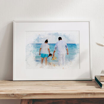 Family Photo Hand Painted Watercolour Style Art Print, 6 of 10