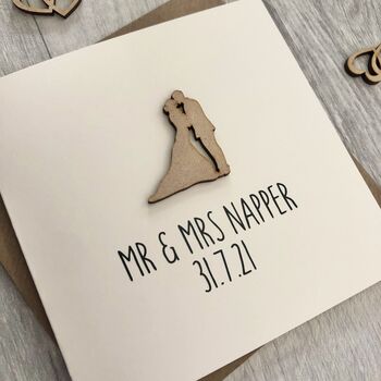 Personalised Wooden Token Wedding Card, 2 of 2