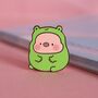 Pig In Frog Costume Enamel Pin | Cute Pin Badges, thumbnail 4 of 5