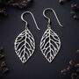 Sterling Silver Open Oak Leaf Drop Hook Earrings, thumbnail 3 of 7