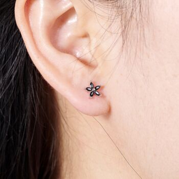 Black Onyx July Birthstone 925 Sterling Silver Stud Earrings, 3 of 9