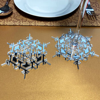 Mirror Acrylic Snowflake Coasters Set Of Four V3, 2 of 2