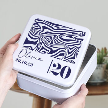 Personalised Retro Wave 13th Birthday Keepsakes Tin, 4 of 11