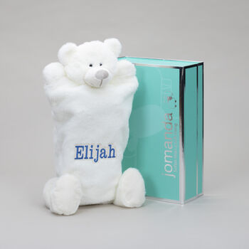 Personalised Embroidery Bear Hot Water Cover. Boxed, 7 of 9
