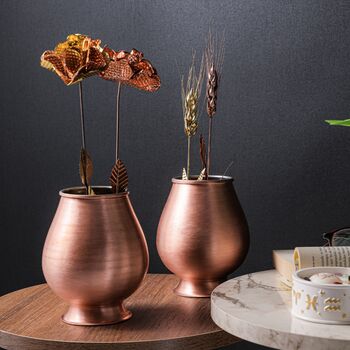 Handmade Copper Rose Set In Solid Copper Vase, 5 of 5