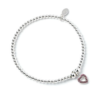 Personalised Sterling Silver Crystal Heart Bracelet, 6 of 8