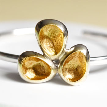 Sterling Silver Open Bangle With Gold 'Hidden Treasure', 3 of 5