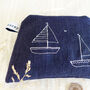 Embroidered Linen Boats Purse, thumbnail 3 of 5