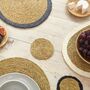 Coloured Trim Natural Round Grass Placemat, thumbnail 2 of 9
