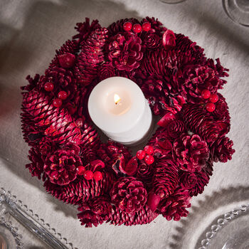 Winter Candle Holder Wreath Centerpiece, 2 of 4