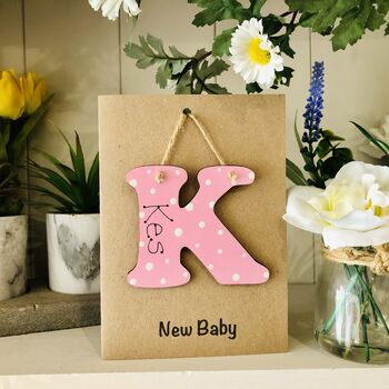 Personalised New Baby Alphabet Letter Wooden Card, 3 of 4