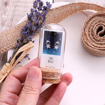 Terrarium Bottle 'Best Wishes' Star Earrings, 2 of 6