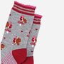 Christmas Party Robins Bamboo Socks Women's Grey Red, thumbnail 3 of 4