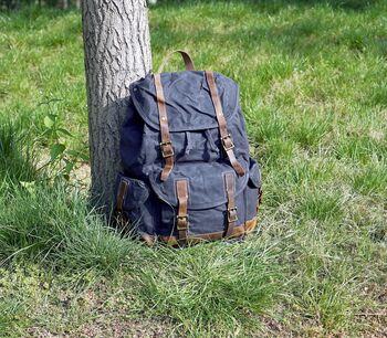 Waxed Canvas Water Repellent Backpack, 6 of 12