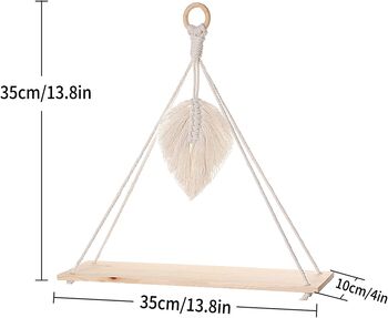 Macrame Cotton Rope With Leaf Wall Hanging Shelf, 8 of 8