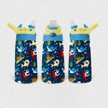 Pirate Shark Personalised Name Insulated Water Bottle, 4 of 9