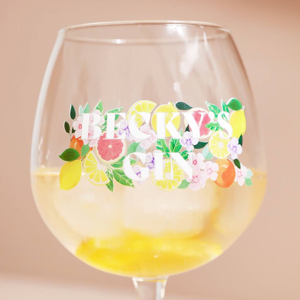 Personalised Floral Fruit Balloon Gin Glass By Lisa Angel ...