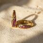 Tapered Magenta Purple Opal Gold Plated Hoop Earrings, thumbnail 1 of 4