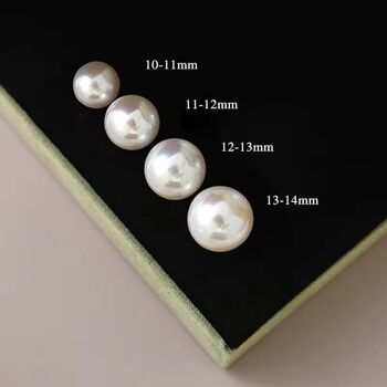 Elizabeth White D’or Pearl Ivory Silver Cream Ball Stud Earrings, 3 of 4