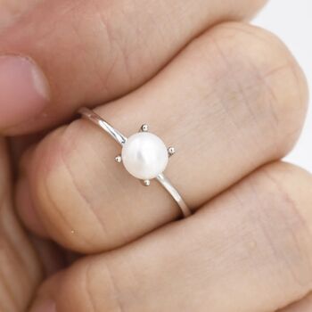 Genuine Freshwater Pearl Ring In Sterling Silver, 8 of 12