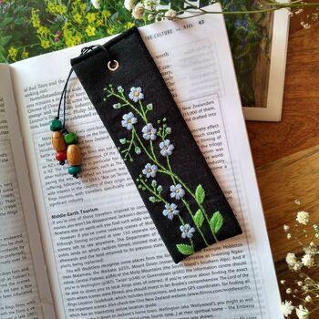 Forget Me Not Hand Embroidered Bookmark, 2 of 9