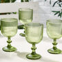 Palermo Set Of Four Green Ribbed Wine Glasses, thumbnail 1 of 8