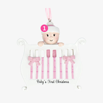 Baby First Christmas Tree Decoration Personalised Name, 2 of 4