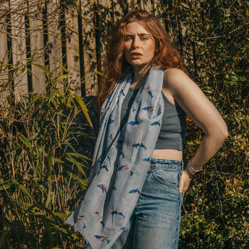 Grey/Navy Blue Mix Intergalactic Dolphin Scarf/Coverup, 2 of 5