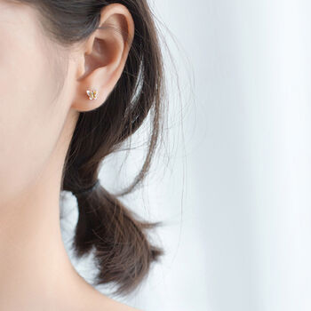 Sterling Silver And Gold Tiny Butterfly Stud Earrings, 2 of 5