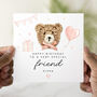 Personalised Crochet Bear Friend Birthday Card, thumbnail 1 of 3