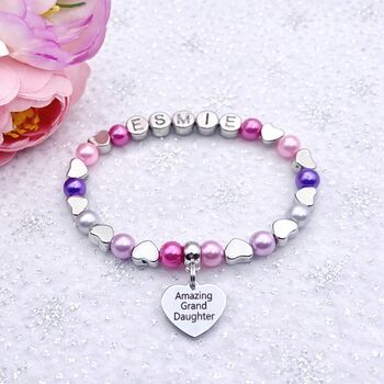 Personalised Granddaughter Bracelet. Granddaughter Gift, 3 of 12