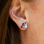 Inky Kitten Lasercut Birch Hypoallergenic Stud Earrings, thumbnail 3 of 8