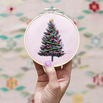 Christmas Tree Hoop Embroidery Kit, 2 of 5