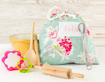Personalised Children's Baking Set In A Floral Bag, 2 of 12
