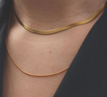 Simple Design Double Layer Snake Chain Choker 18ct, 2 of 7