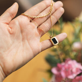 Gold Layered Necklace With Black Pendant, 2 of 6