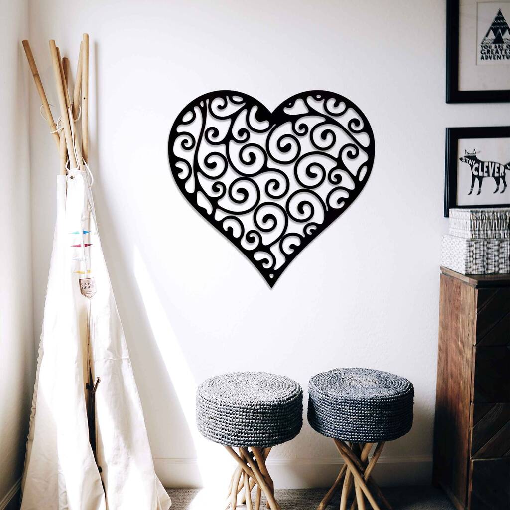 Wooden Swirl Heart Wall Art Gift For Home Or Anniversary, 1 of 9