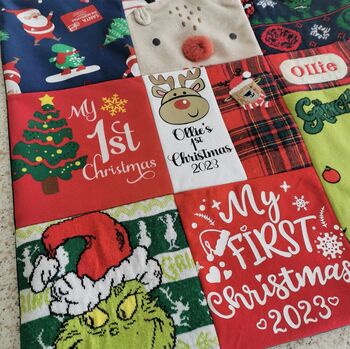 My 1st Christmas Memory Pillow Keepsake, Double Sided Cushion, 7 of 12