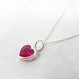 Mini Heart Silver Ruby July Birthstone Necklace, thumbnail 1 of 4