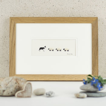 Border Collie And Woolly Sheep Hand Finished Art Print, 3 of 5